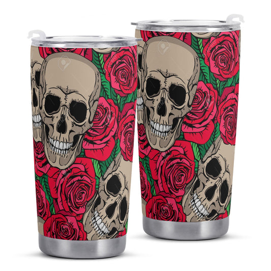 Floral skull coffee mug, motorcycle skull tumbler, gothic skull jumbo Mug, grim reaper freezer Mug, rose skull coffee mug, halloween freezer