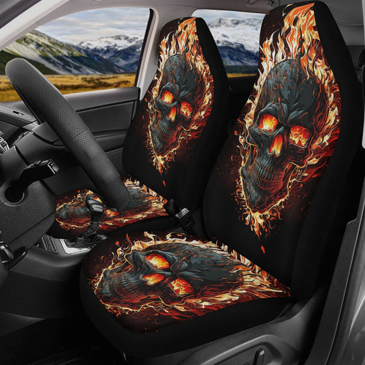 Skull in fire car seat protector, skull car seat protector cover, christmas skull car tool, goth car protector punisher skull car seat cover