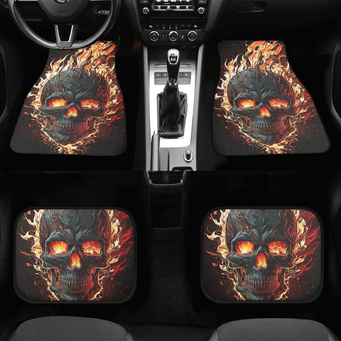Skull in fire car seat protector, skull car seat protector cover, christmas skull car tool, goth car protector punisher skull car seat cover