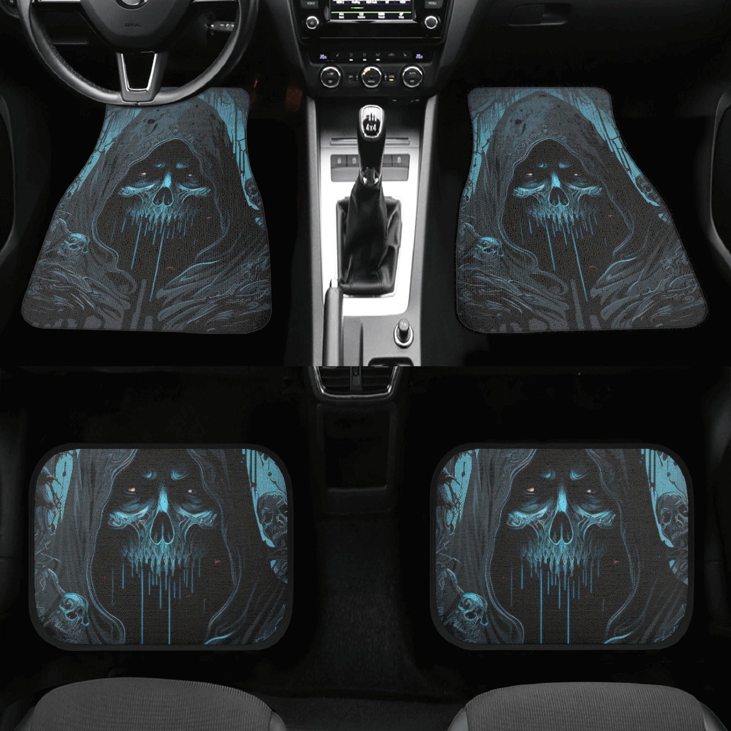 Skeleton car accessories, death skull seat cover protector, biker skull seat cover for car, biker skull car tool, flaming skull car seat cus