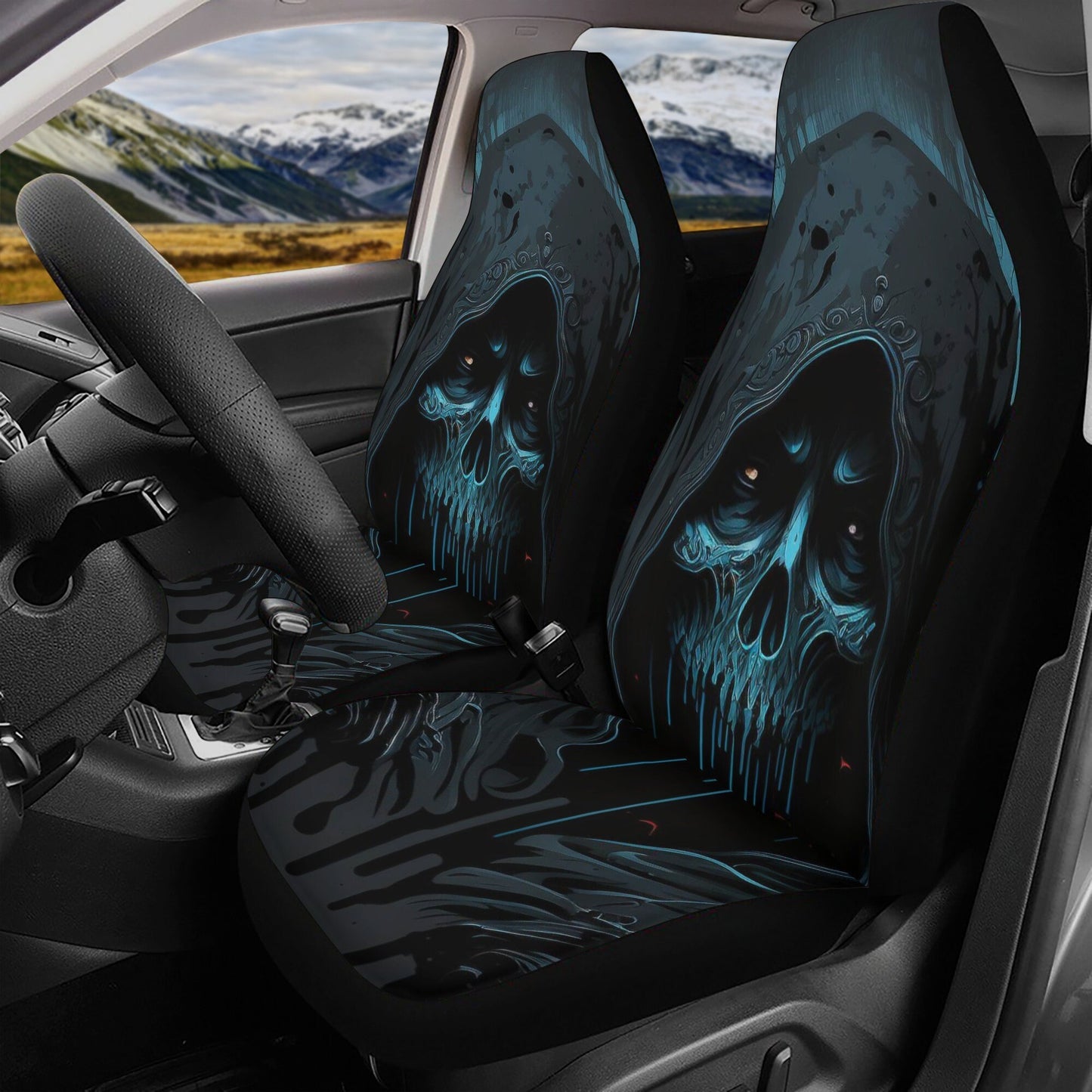 Skeleton car accessories, death skull seat cover protector, biker skull seat cover for car, biker skull car tool, flaming skull car seat cus