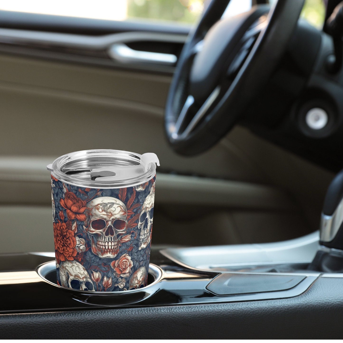 Flower skull coffee mug, hooded skull travel mug, biker skull beer mug, punisher skull cup, death with scythes tumblr, halloween mug, skelet