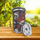 Flower skull coffee mug, hooded skull travel mug, biker skull beer mug, punisher skull cup, death with scythes tumblr, halloween mug, skelet
