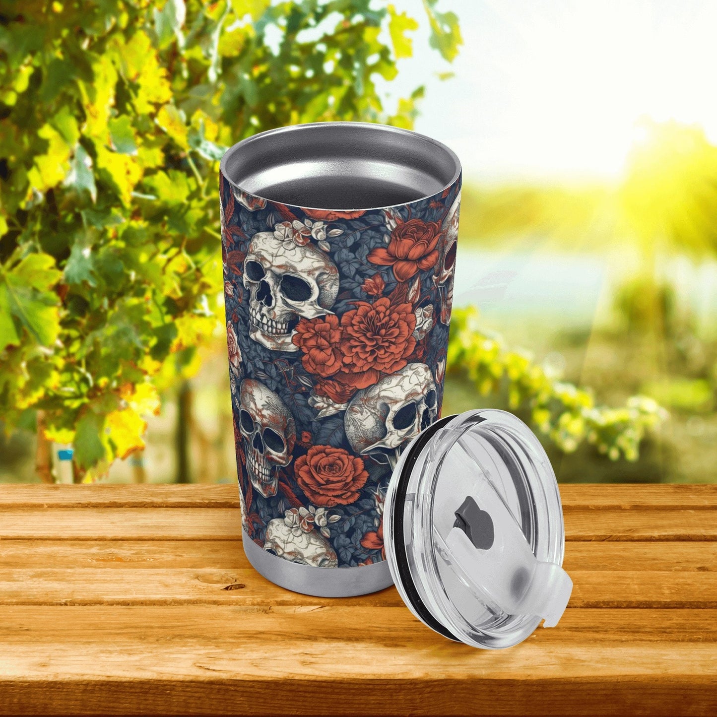 Flower skull coffee mug, hooded skull travel mug, biker skull beer mug, punisher skull cup, death with scythes tumblr, halloween mug, skelet