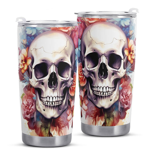 Motorcycle skull tumblr, floral skull tumbler cup mug, reaper skull beer mug, motorcycle skull cup, punisher skull beer mug, motorcycle skul