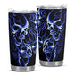Floral skull cup, horror jumbo Mug, skull in fire beer mug, skeleton cup, evil face beer mug, evil tumbler, flame skull beer mug, skull with