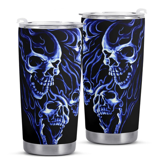 Floral skull cup, horror jumbo Mug, skull in fire beer mug, skeleton cup, evil face beer mug, evil tumbler, flame skull beer mug, skull with