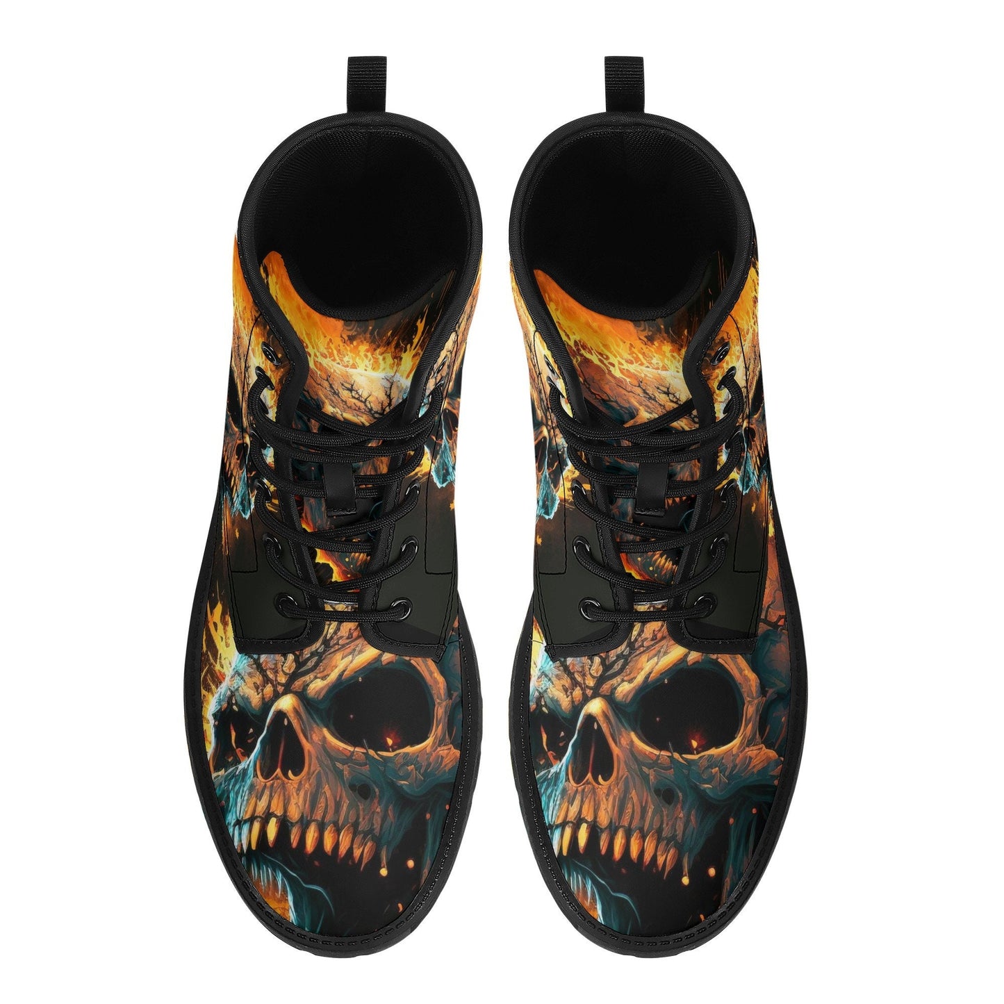 Goth ankle booties, death with scythes ankle booties, floral skull combat boots, grim reaper ankle booties, grim reaper fashion leather boot