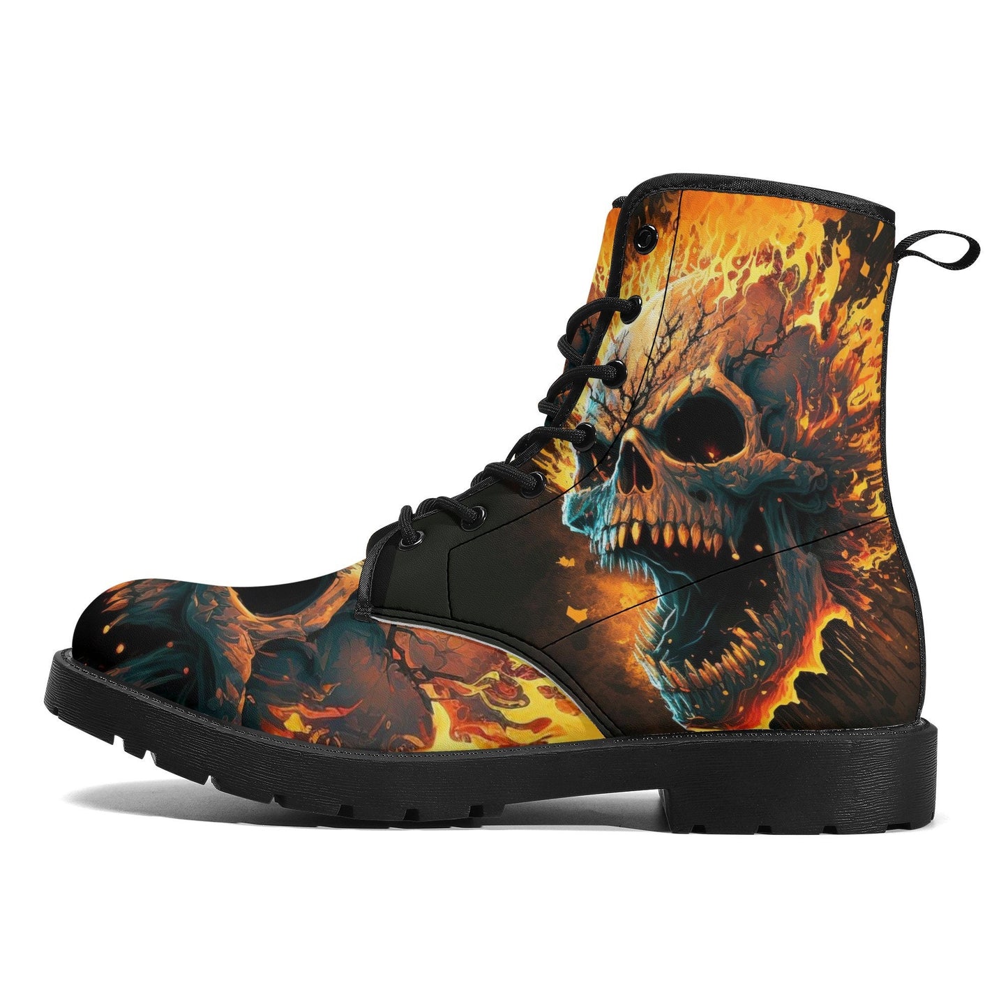 Goth ankle booties, death with scythes ankle booties, floral skull combat boots, grim reaper ankle booties, grim reaper fashion leather boot