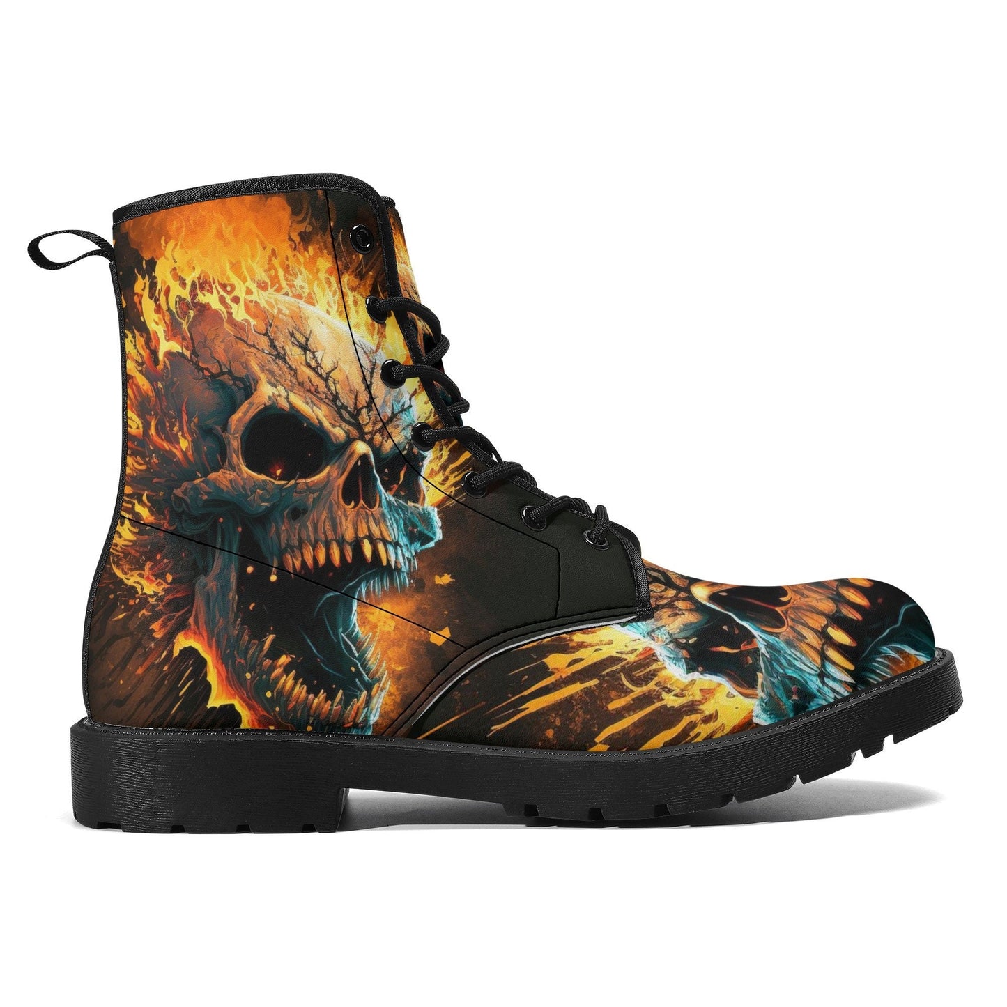 Goth ankle booties, death with scythes ankle booties, floral skull combat boots, grim reaper ankle booties, grim reaper fashion leather boot
