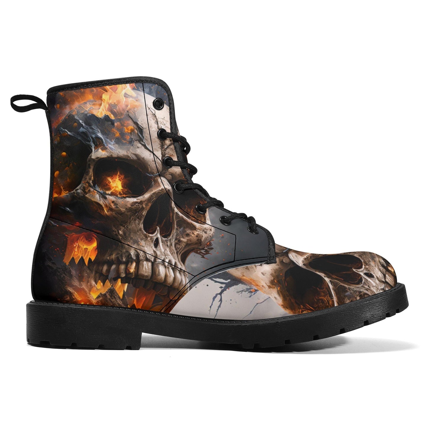 Death with scythes combat boots, gothic skull unisex boots, death with scythes shoes, horror men women boots, skull waterproof Lace Up Anti-