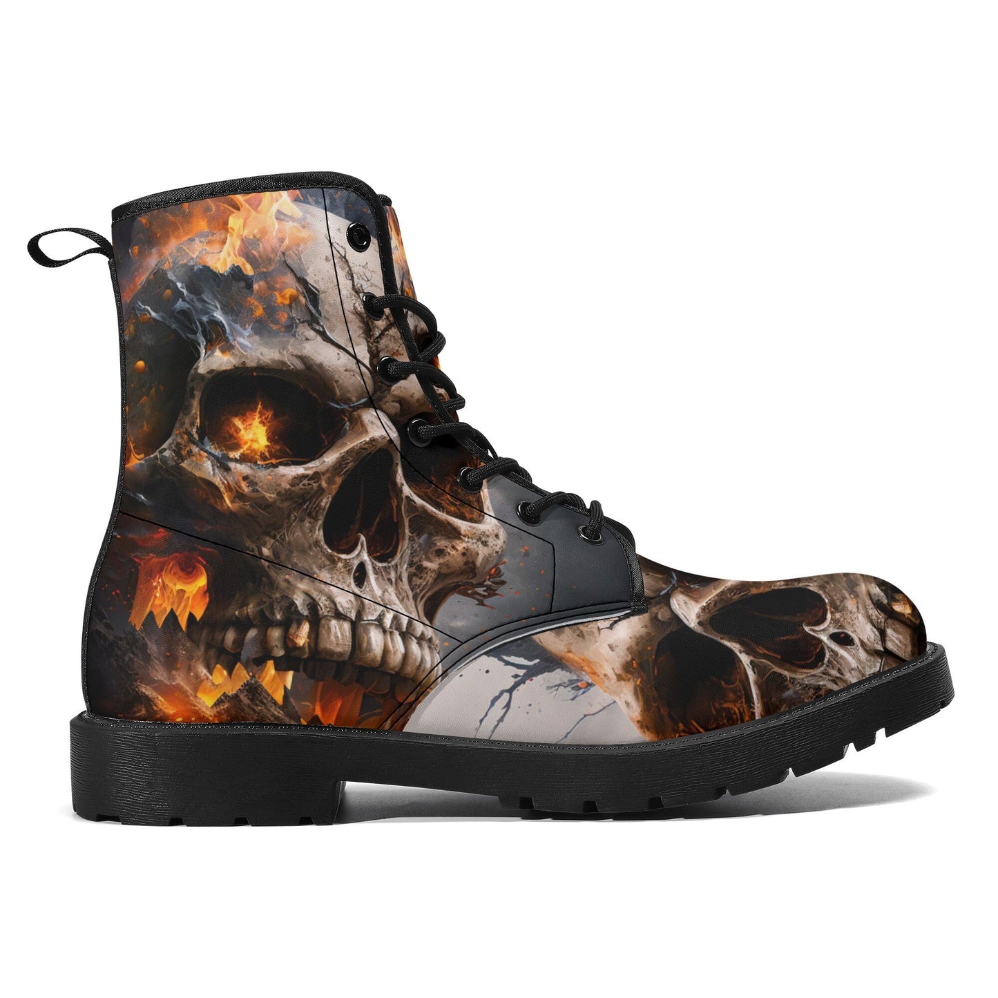 Death with scythes combat boots, gothic skull unisex boots, death with scythes shoes, horror men women boots, skull waterproof Lace Up Anti-