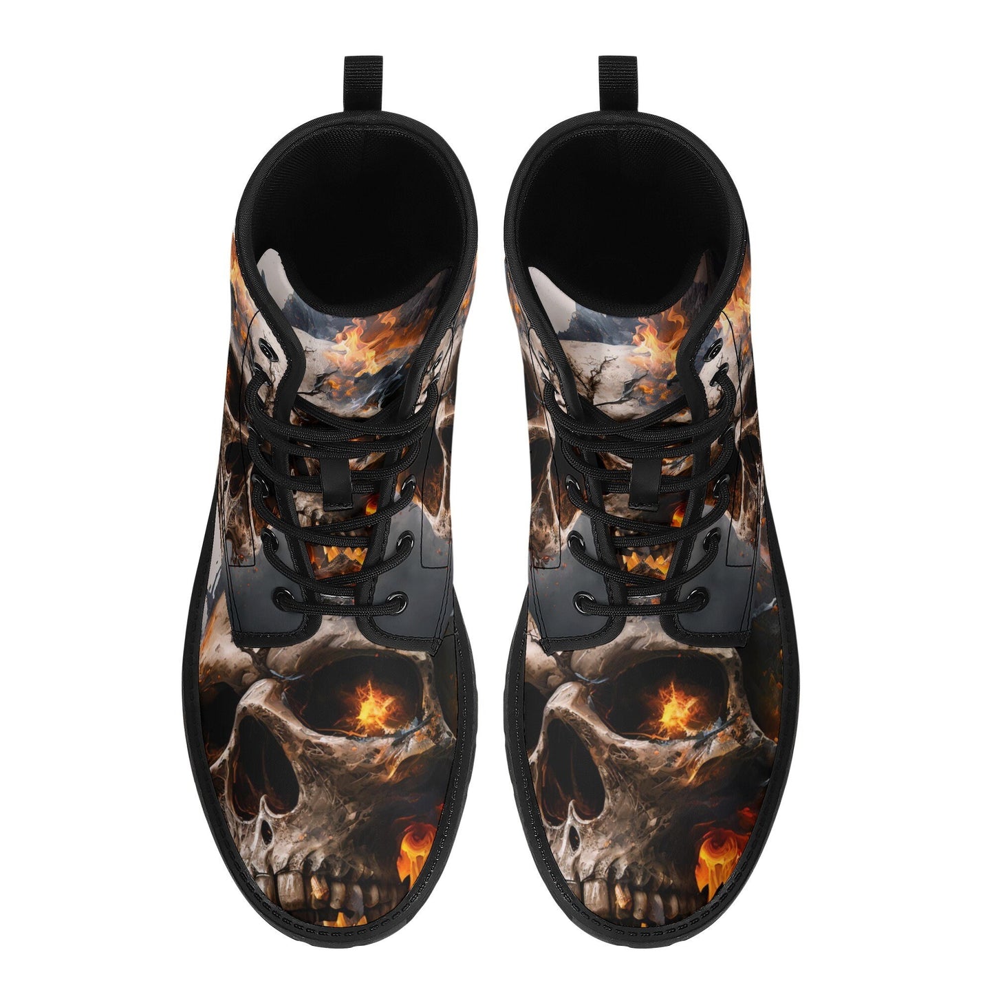 Death with scythes combat boots, gothic skull unisex boots, death with scythes shoes, horror men women boots, skull waterproof Lace Up Anti-