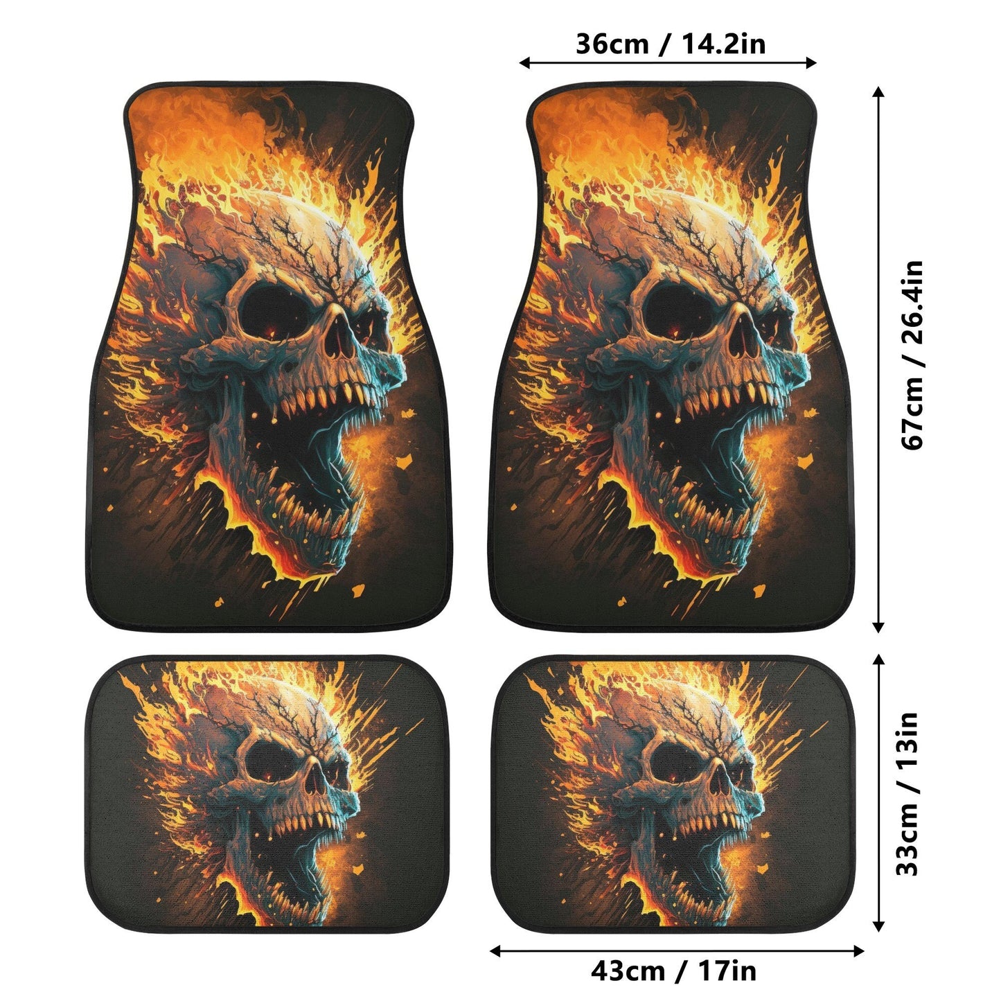 Skull slip-on seat covers, hooded skull car protector, grim reaper car protector, grim reaper seat cover protector, flaming skull car mats