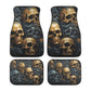 Skull with scythes car seat tool, rose skull slip-on seat covers, reaper skull car floor mat, death skull rug for car, skeleton car mat sets
