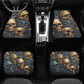 Skull with scythes car seat tool, rose skull slip-on seat covers, reaper skull car floor mat, death skull rug for car, skeleton car mat sets