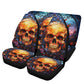 Reaper skull seat cover for car, death skull car shifter gear cover, flaming skull armrest covers, death with scythes rug mat for car mats
