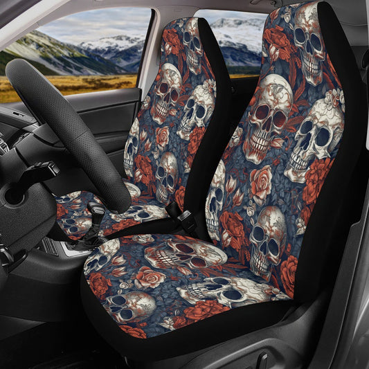 Hooded skull steering wheel, reaper skull car tool, motorcycle skull car floor mat, death with scythes truck seat cover, skull mats for car