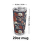 Flower skull coffee mug, hooded skull travel mug, biker skull beer mug, punisher skull cup, death with scythes tumblr, halloween mug, skelet