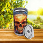 Gothic skull jumbo Mug, hooded skull cup, motorcycle skull tumbler, death skull mug, halloween cup, evil face tumblr, rose skull coffee mug,