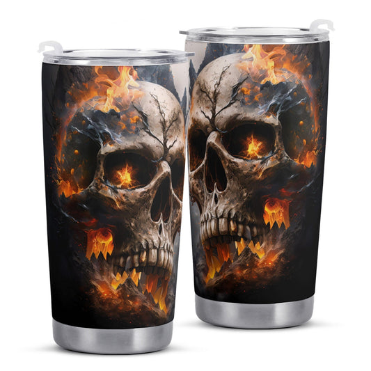 Skull in fire tumbler cup mug, skull in fire tumbler cup mug, goth mug, floral skull cup, death with scythes jumbo Mug, christmas skull mug