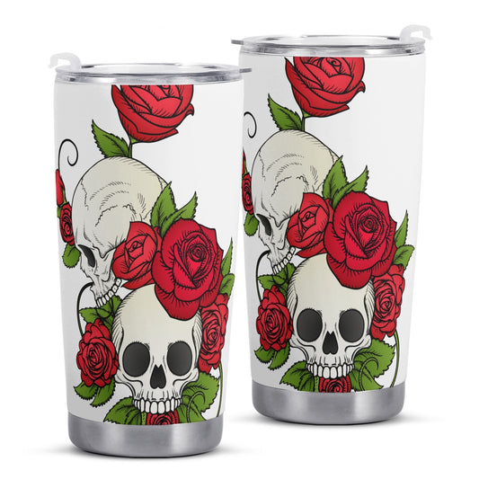 Flower skull beer mug, skull in fire travel mug, flame skull mug, death with scythes beer mug, flower skull coffee mug, grim reaper tumbler