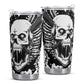 Death skull coffee mug, death skull tumbler, flaming skull cup, reaper skull tumblr, rose skull coffee mug, skull tumbler cup mug, death wit