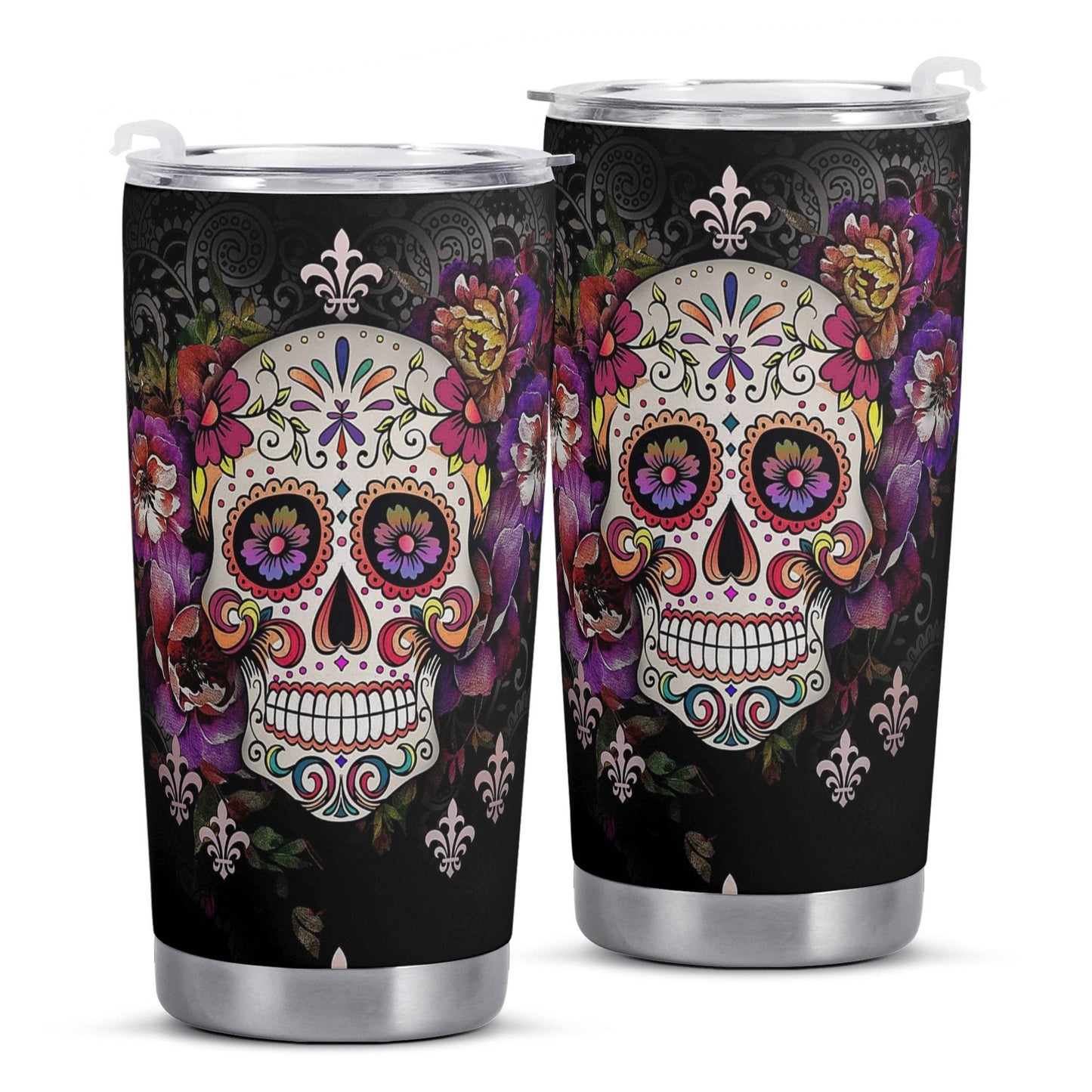 Day of the dead mug, dia de los muertos skull travel mug, floral sugar skull jumbo Mug, mexico mug, calaveras skull travel mug, cinco de may