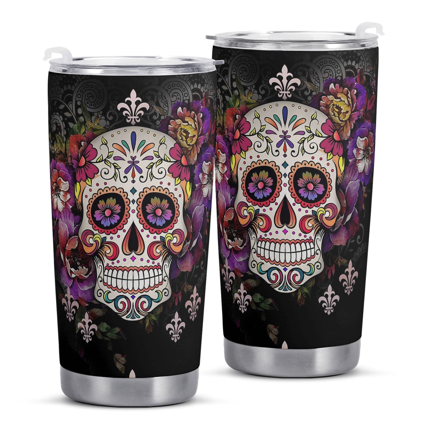 Day of the dead mug, dia de los muertos skull travel mug, floral sugar skull jumbo Mug, mexico mug, calaveras skull travel mug, cinco de may