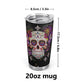 Day of the dead mug, dia de los muertos skull travel mug, floral sugar skull jumbo Mug, mexico mug, calaveras skull travel mug, cinco de may