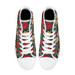 Floral skull causual shoes, flame skull high top shoes, motorcycle skull sneakers gift, skeleton men shoes, rose skull high top shoes, rose