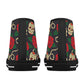 Floral skull causual shoes, flame skull high top shoes, motorcycle skull sneakers gift, skeleton men shoes, rose skull high top shoes, rose