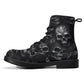 Goth shoes, skull with scythes waterproof Lace Up Anti-Slip platform nooties, hooded skull ankle Boots, evil face shoes, skull with scythes