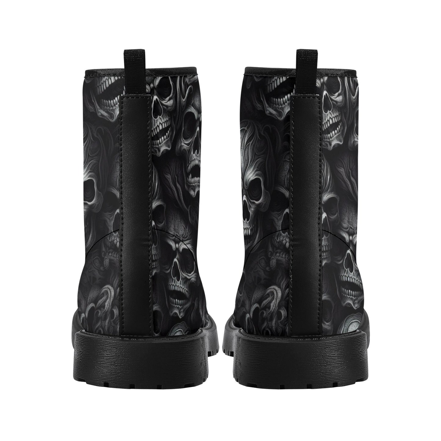 Goth shoes, skull with scythes waterproof Lace Up Anti-Slip platform nooties, hooded skull ankle Boots, evil face shoes, skull with scythes