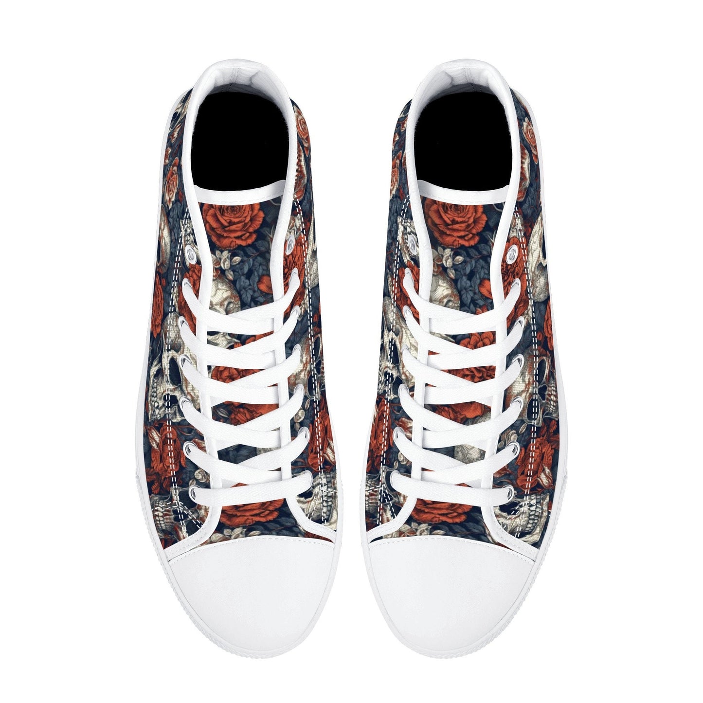 Motorcycle skull shoes gift, motorcycle skull canvas shoes, floral skull women sneakers, skull in fire canvas shoes, flower skull shoes gift