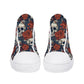 Motorcycle skull shoes gift, motorcycle skull canvas shoes, floral skull women sneakers, skull in fire canvas shoes, flower skull shoes gift