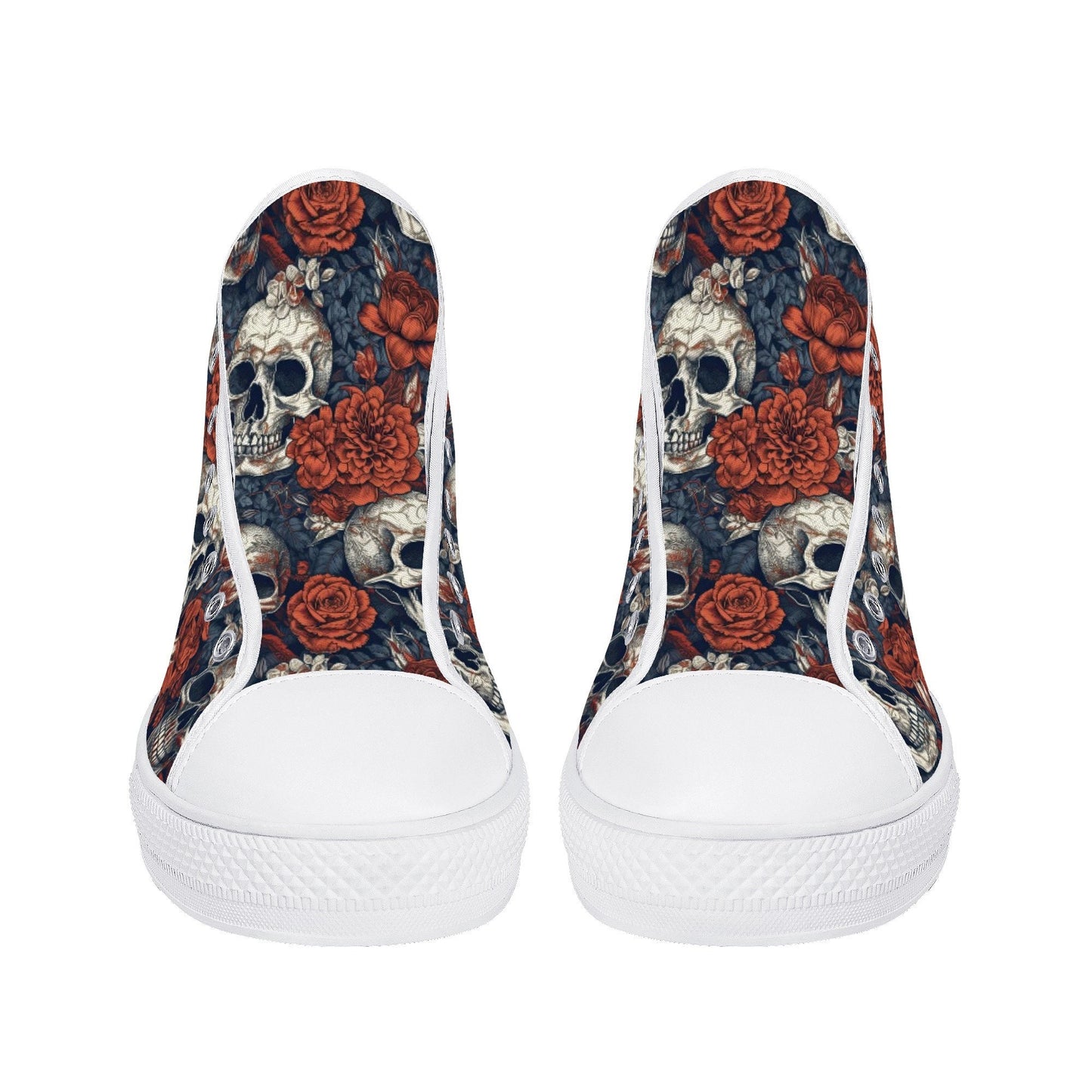Motorcycle skull shoes gift, motorcycle skull canvas shoes, floral skull women sneakers, skull in fire canvas shoes, flower skull shoes gift