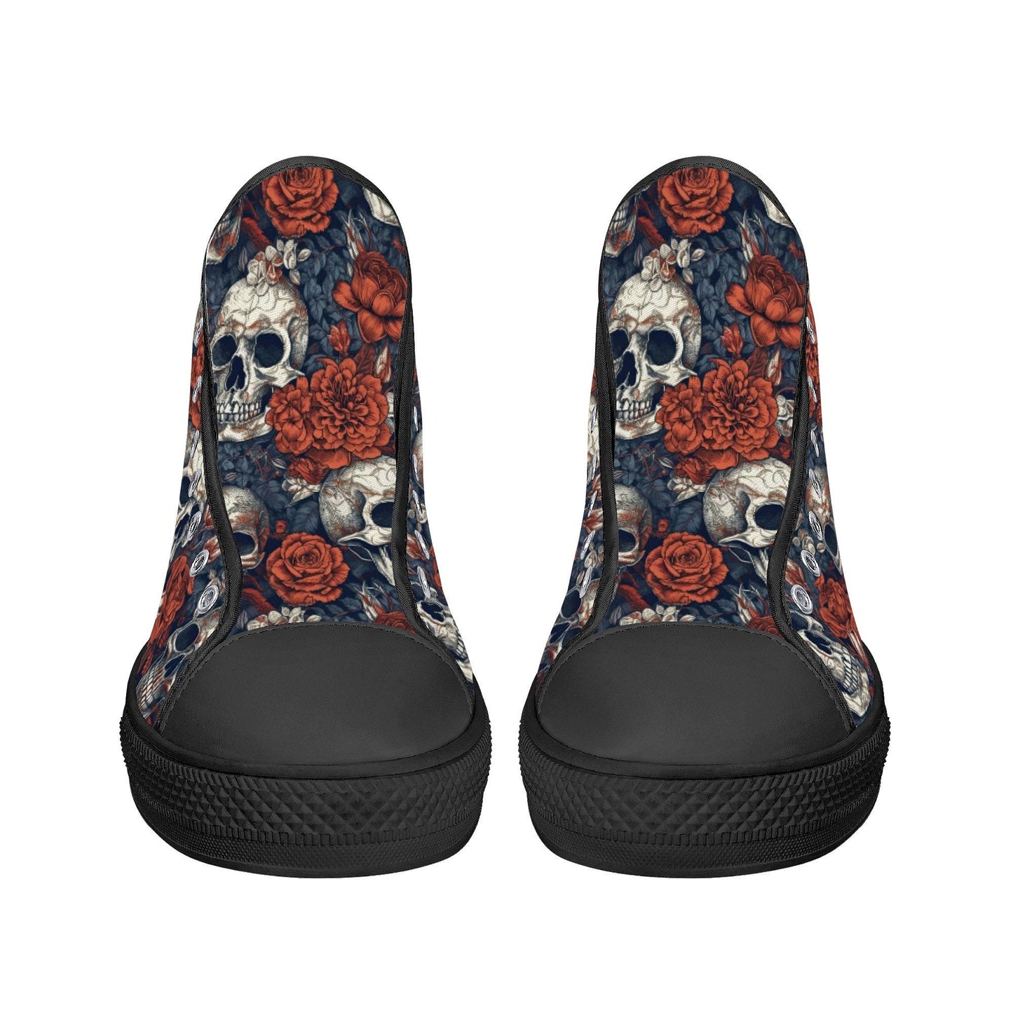 Motorcycle skull shoes gift, motorcycle skull canvas shoes, floral skull women sneakers, skull in fire canvas shoes, flower skull shoes gift