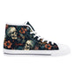 Christmas skull shoes for him, death skull canvas sneakers, skull with scythes shoes gift, biker skull shoes, flower skull sneakers, dark ho