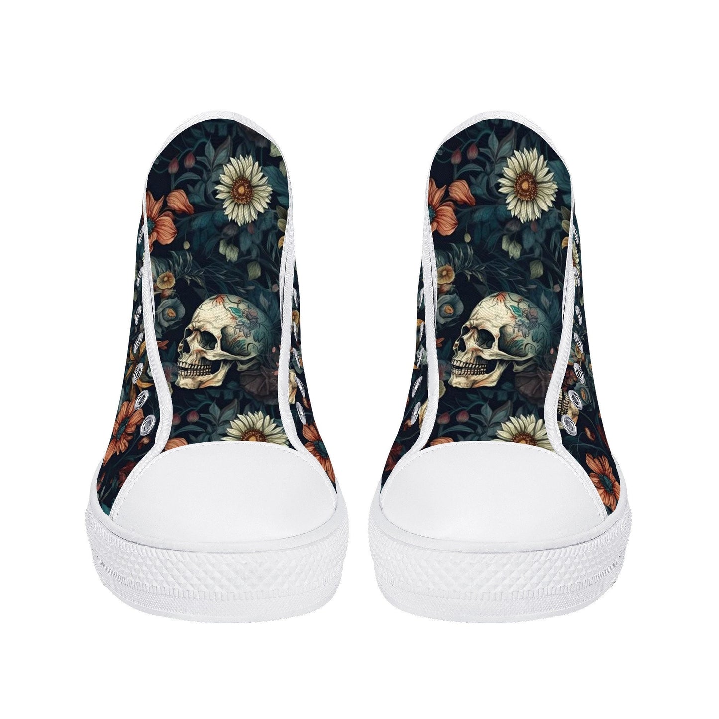 Christmas skull shoes for him, death skull canvas sneakers, skull with scythes shoes gift, biker skull shoes, flower skull sneakers, dark ho