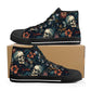 Christmas skull shoes for him, death skull canvas sneakers, skull with scythes shoes gift, biker skull shoes, flower skull sneakers, dark ho