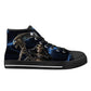 Halloween hight top sneakers, dark horror high-top shoes, skull with scythes men sneakers, evil face high top shoes, evil face shoes, flower
