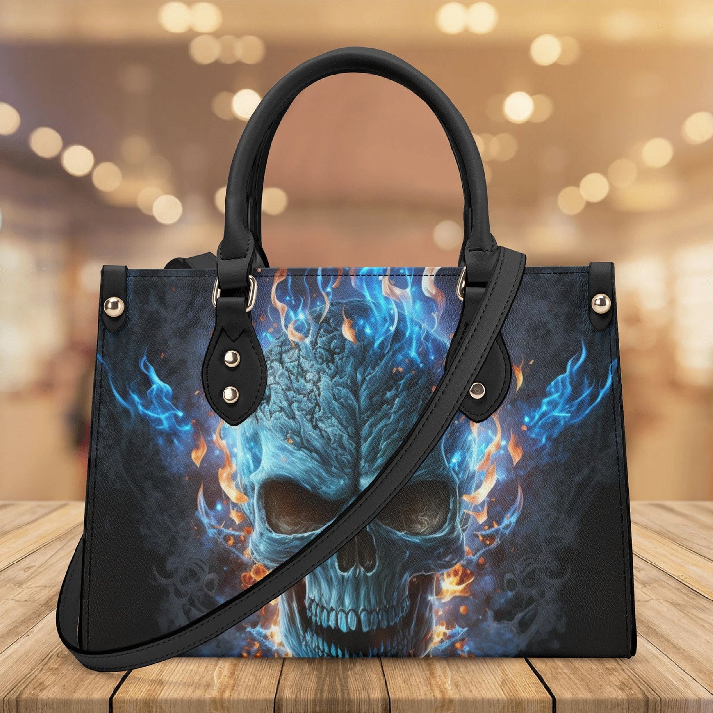 Halloween messenger bag, flower skull travel bag, hooded skull cosmetic bag, hooded skull tote bag, skull women's handbag, skull in fire cro