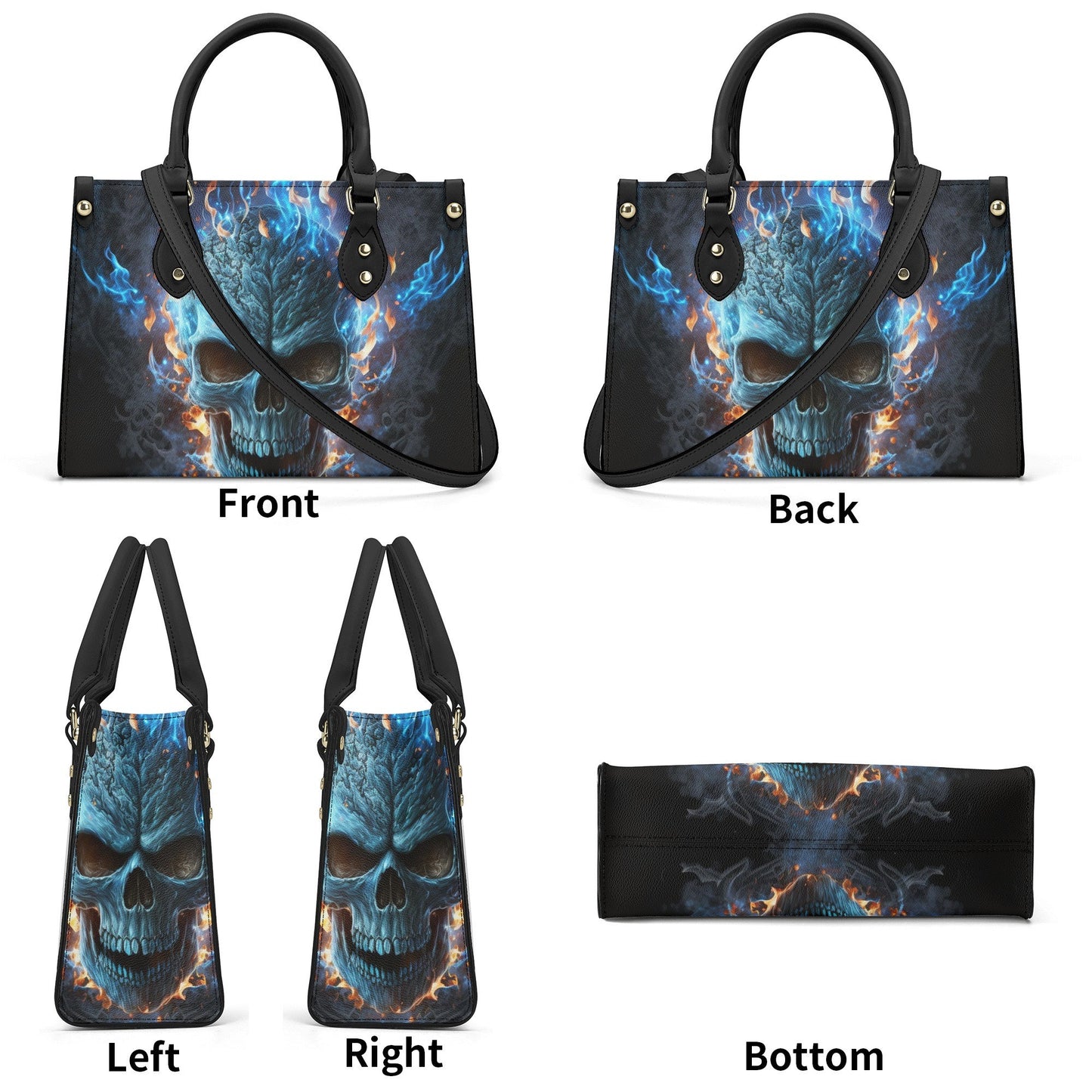 Halloween messenger bag, flower skull travel bag, hooded skull cosmetic bag, hooded skull tote bag, skull women's handbag, skull in fire cro