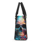 Rose skull cosmetic bag, devil ghost purse, rose skull travel bag, goth bag with shoulder strap, evil face travel bag, flaming skull tote ba