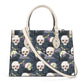 Evil face bag with shoulder strap, dark horror tote bag, rose skull purse, flame skull women's handbag, floral skull purse, death with scyth
