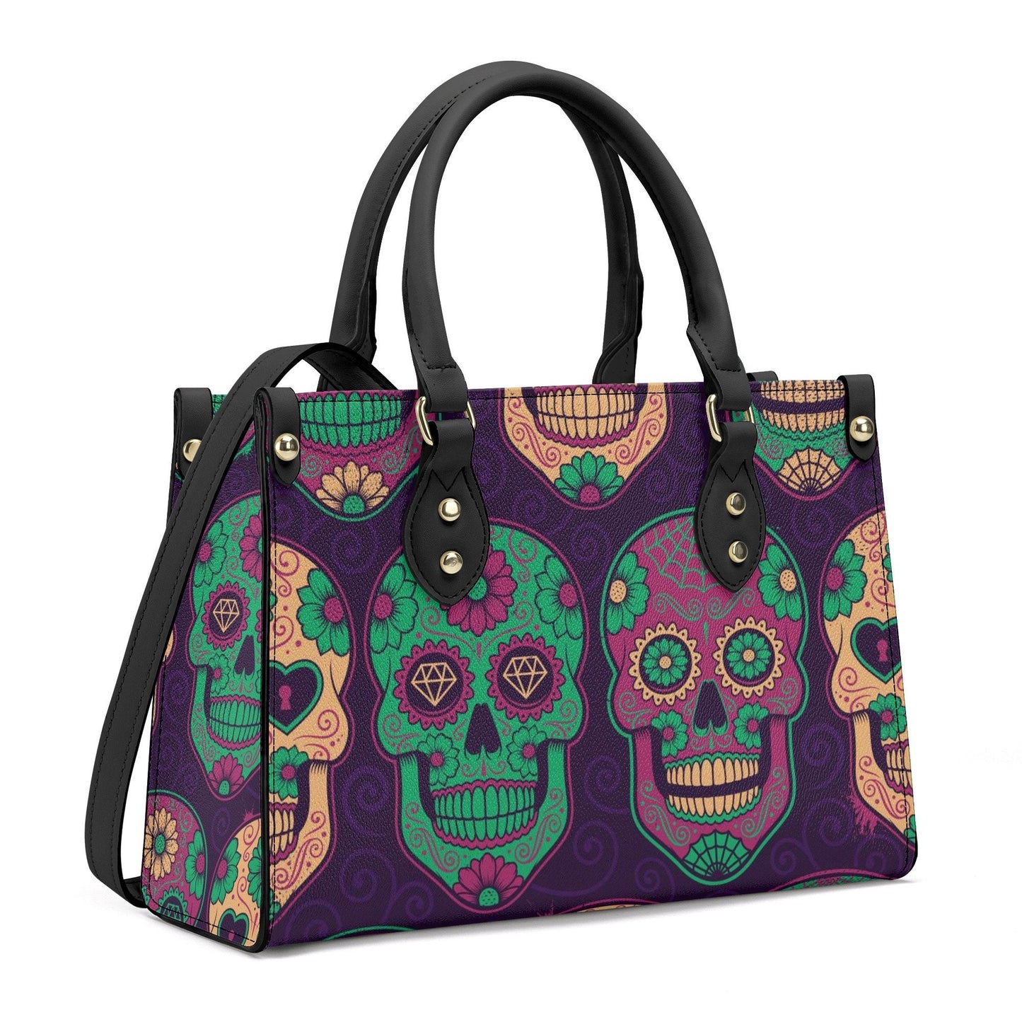 Day of the dead cosmetic bag, sugar skull crossbody bag, candy skull shoulder bag, candy skull bag with shoulder strap, day of the dead tote