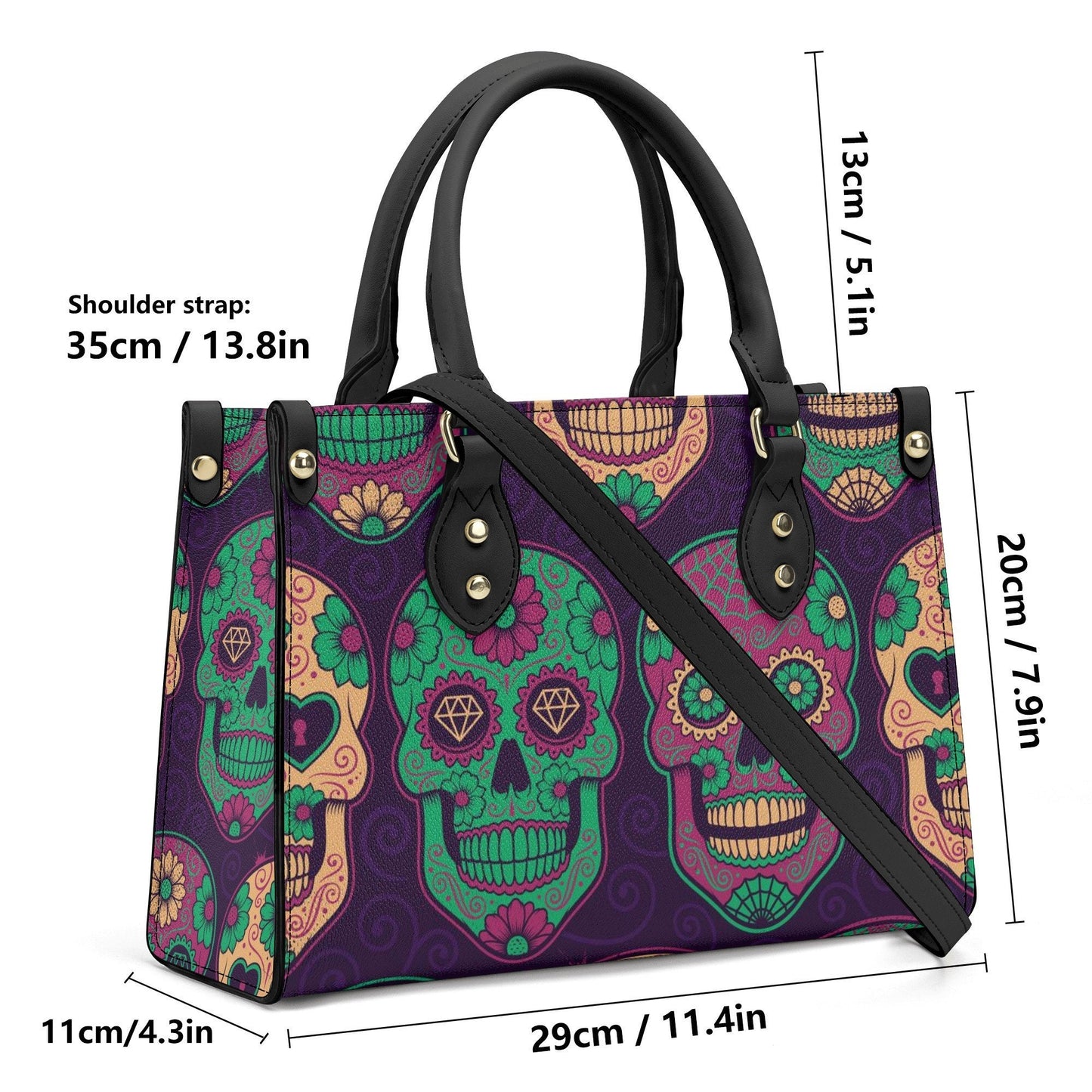 Day of the dead cosmetic bag, sugar skull crossbody bag, candy skull shoulder bag, candy skull bag with shoulder strap, day of the dead tote