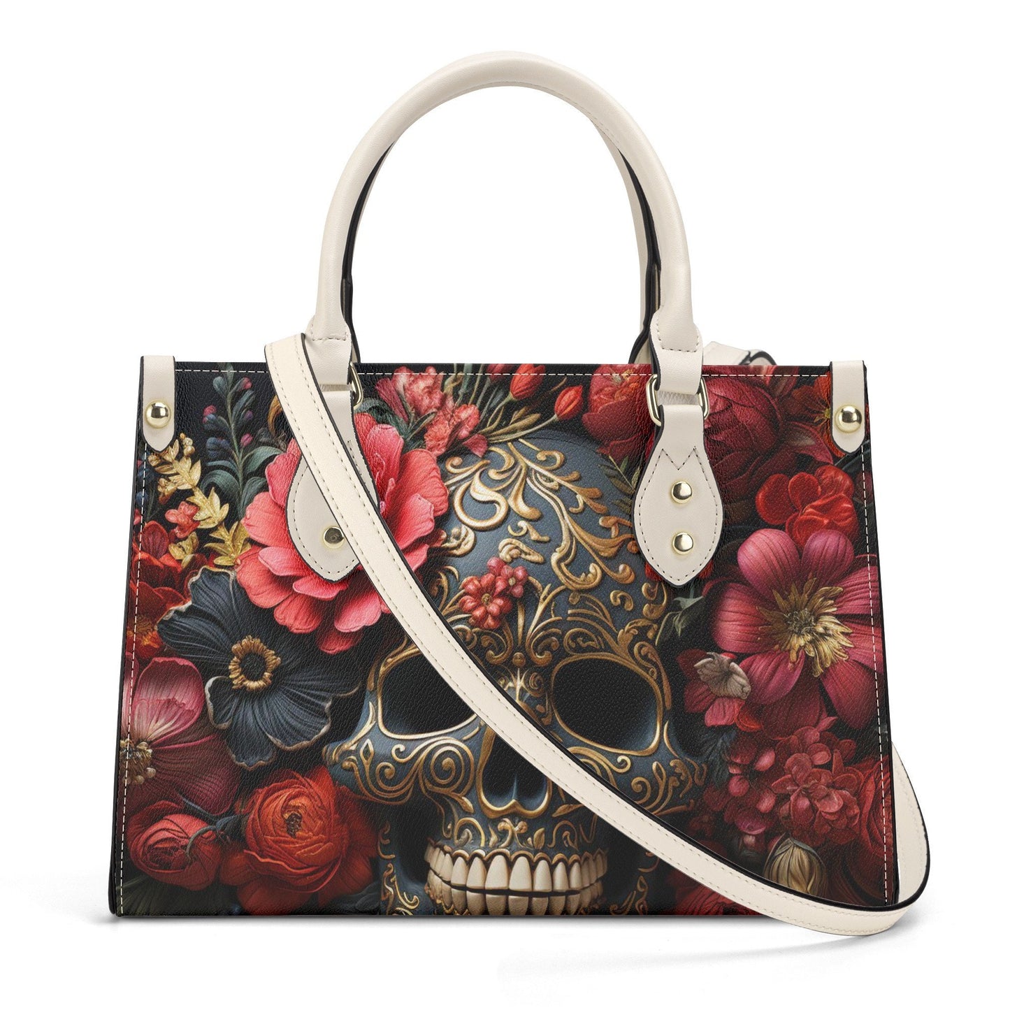 Goth bag with shoulder strap, goth messenger bag, reaper skull cosmetic bag, punisher skull shoulder bag, motorcycle skull women's handbag,