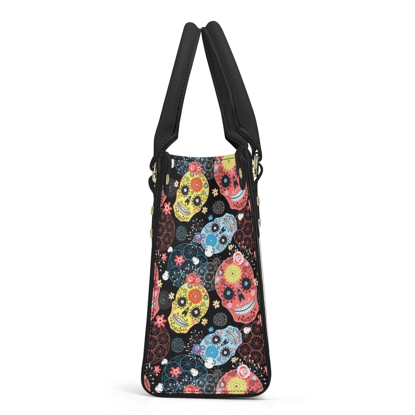 Sugar skull tote bag, mexican skull bag with shoulder strap, mexican skull cosmetic bag, candy skull shoulder bag, calaveras skull crossbody